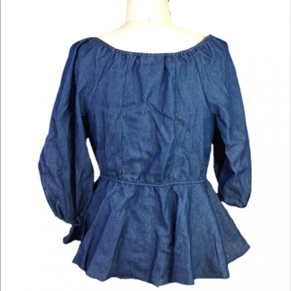 ASHLEY STEWART | Denim Flounce Top - Picture 5 of 6